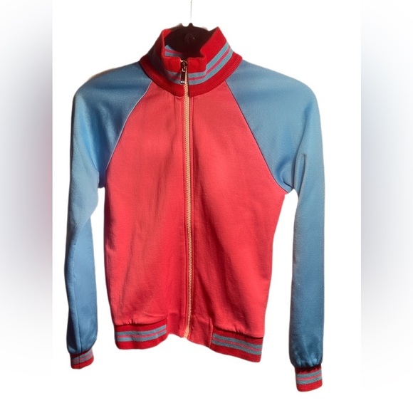 Authentic Girls Gucci Red Blue Designer Sweatshirt Ribbed Collar Back Logo 10 - Picture 2 of 6